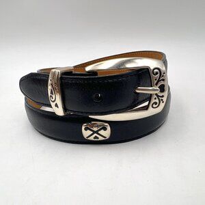 Brighton Black Leather Belt Silver Golf Charms Size M/30